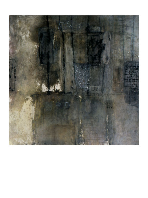 Peter de Vis, zonder titel, 2001, gemengde techniek op papier, 50x50cm